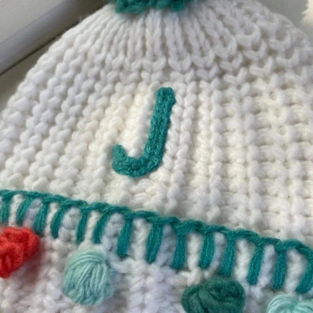 Anthropologie Monogram Pom Toddler Beanie